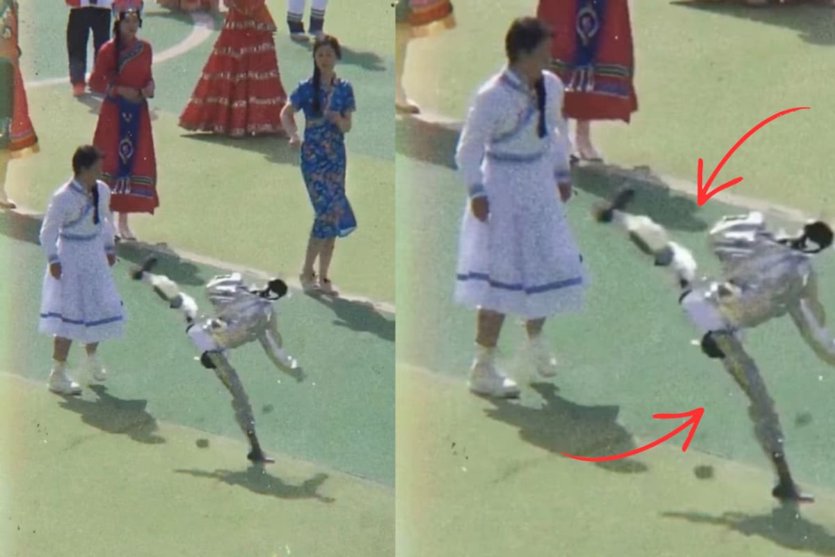 El incidente ocurrió en China, país líder en robots humanoides capaces de bailar y realizar rutinas complejas. Imagen tomada de: captura de video // X.