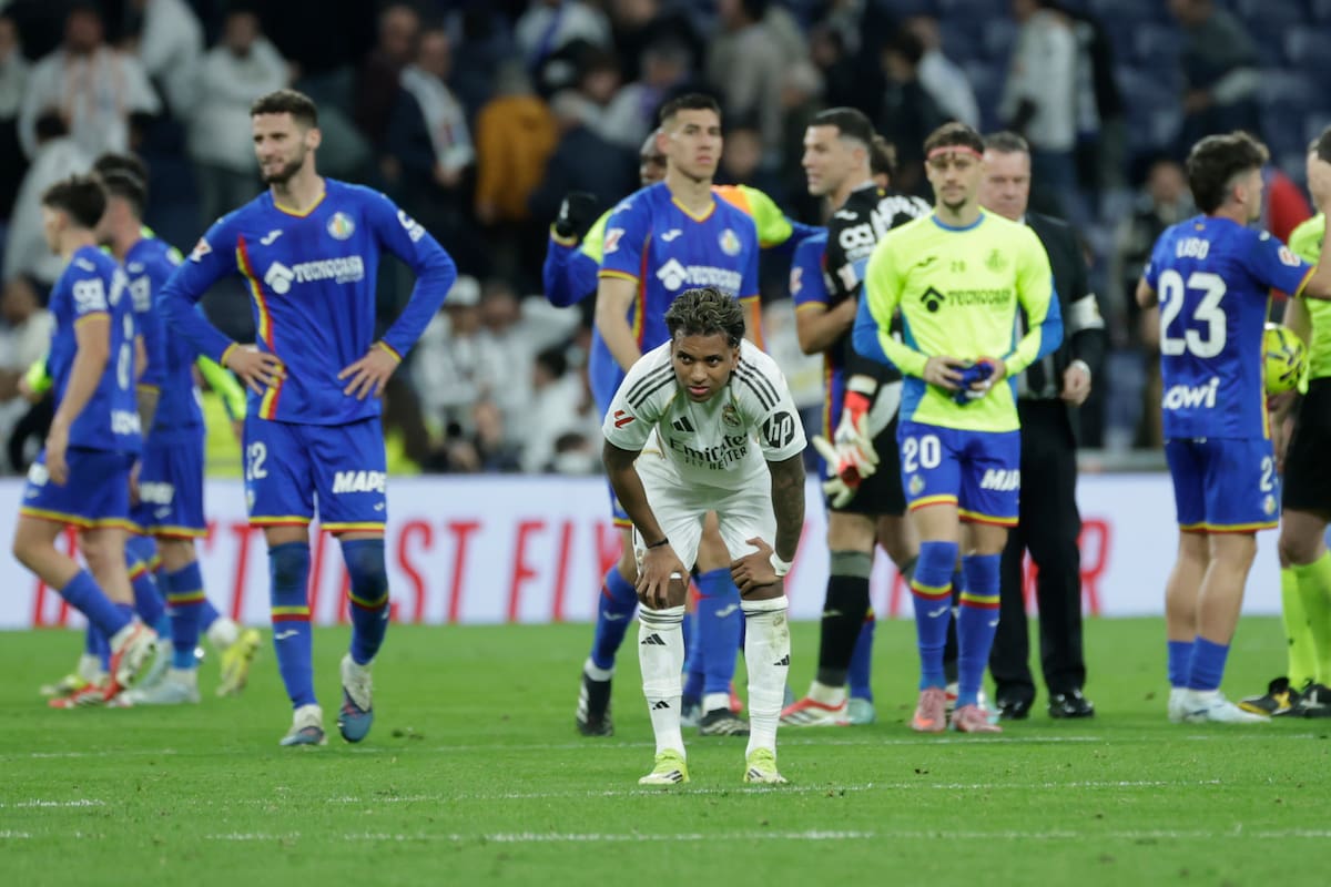 Rodrygo Goes terminó con molestias su encuentro con Real Madrid ante Getafe por LaLiga. //Foto, EFE : Juanjo Martín.