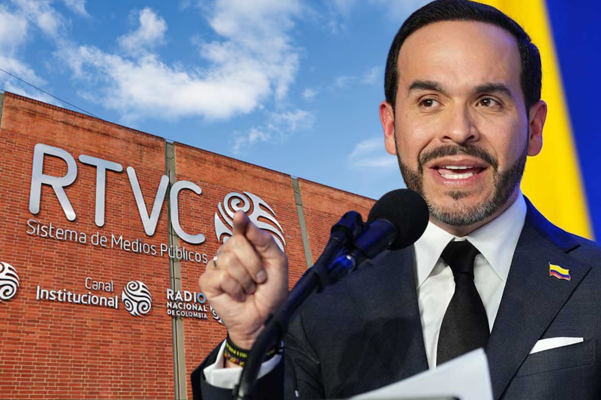 El presidente Abelardo de la Espriella estuvo presente en el evento para conmemorar los 22 años de RTVC. Foto: composición VANGUARDIA
