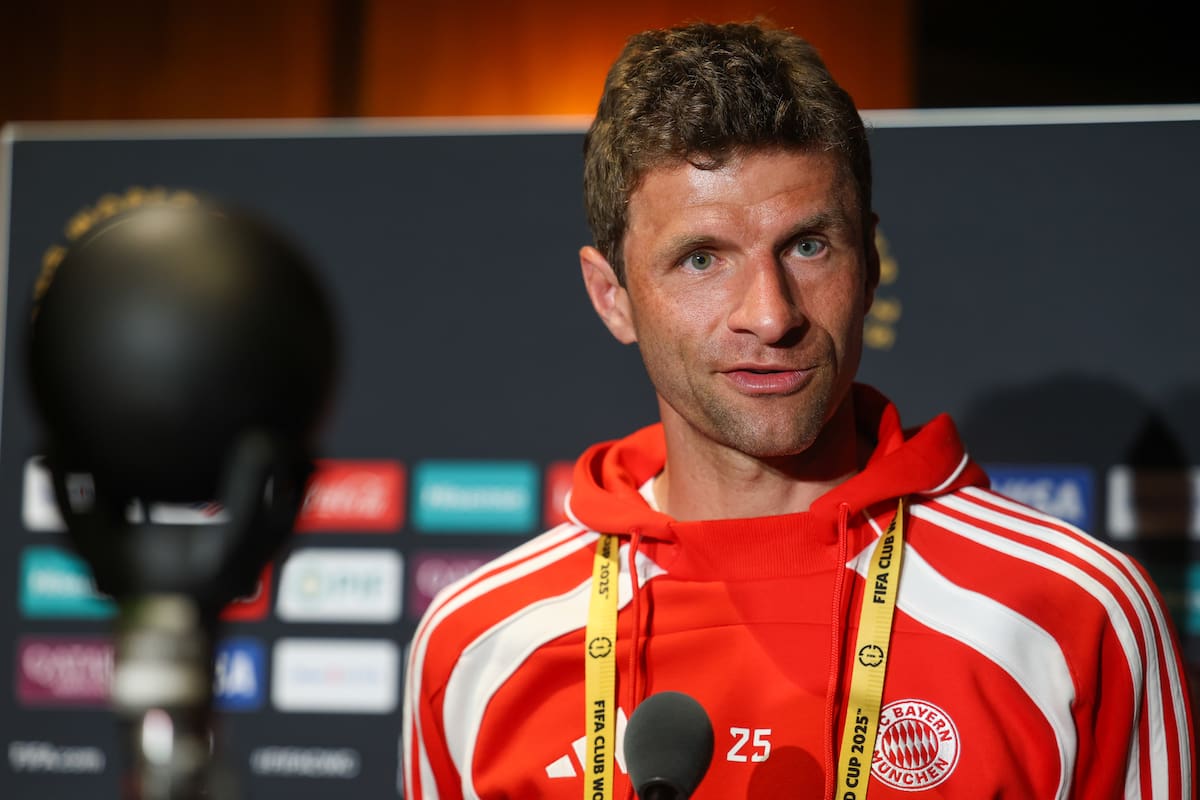 AME6162. CINCINNATI (ESTADOS UNIDOS), 14/06/2025.- El jugador de Bayern Munich Thomas Müller habla en una rueda de prensa este sábado, en Cincinnati (Estados Unidos). EFE/ Juan Ignacio Roncoroni