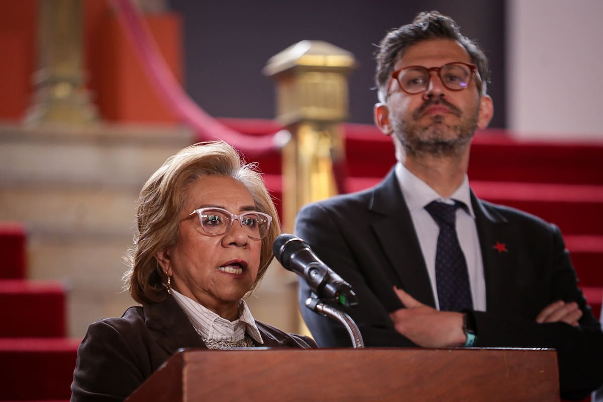 La canciller Rosa Yolanda Villavicencio ofreció una rueda de prensa frente a los actuales señalamientos del gobierno de Estados Unidos en contra del presidente Gustavo Petro. (Colprensa- Cristian Bayona).