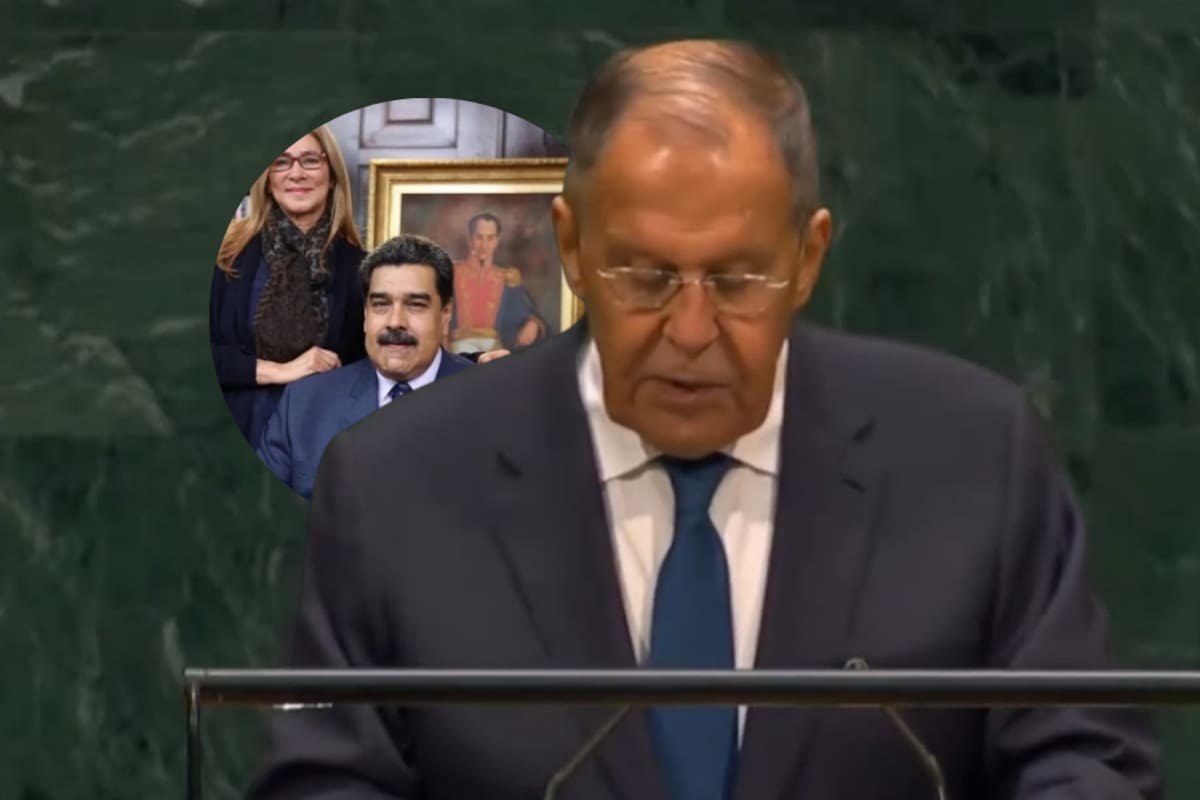 El canciller ruso, Serguéi Lavrov, pidió ante la ONU la liberación de Nicolás Maduro y Cilia Flores durante su intervención en la Asamblea General. Captura de video, tomado de: X.