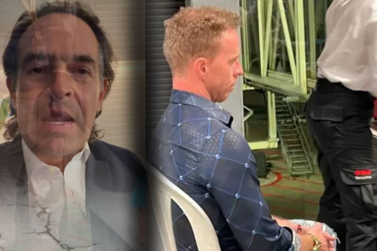 Federico Gutiérrez y el ruso "Chill Capo" (40 años), esposado durante su expulsión. "El que no respete nuestras normas, se tiene que ir", sentenció el alcalde de Medellín tras el operativo en El Poblado. Crédito de foto: Migración Colombia / Imagen de Fico sacada de: Captura video de Redes Sociales.