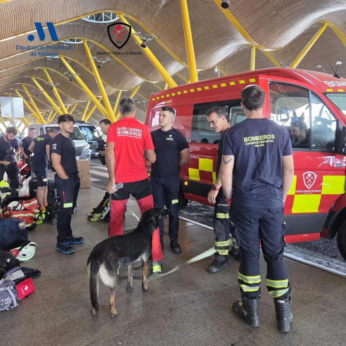 MÁLAGA (ESPAÑA), 26/06/2026.- Una decena de bomberos de Málaga han partido este viernes con destino a Venezuela para intentar localizar a posibles víctimas de los dos terremotos que afectaron a ese país con al menos 235 muertos y 4.300 heridos contabilizados por las autoridades pasadas las primeras 24 horas. EFE/Consorcio Provincial de Bomberos de Málaga/SOLO USO EDITORIAL/SOLO DISPONIBLE PARA ILUSTRAR LA NOTICIA QUE ACOMPAÑA (CRÉDITO OBLIGATORIO)
