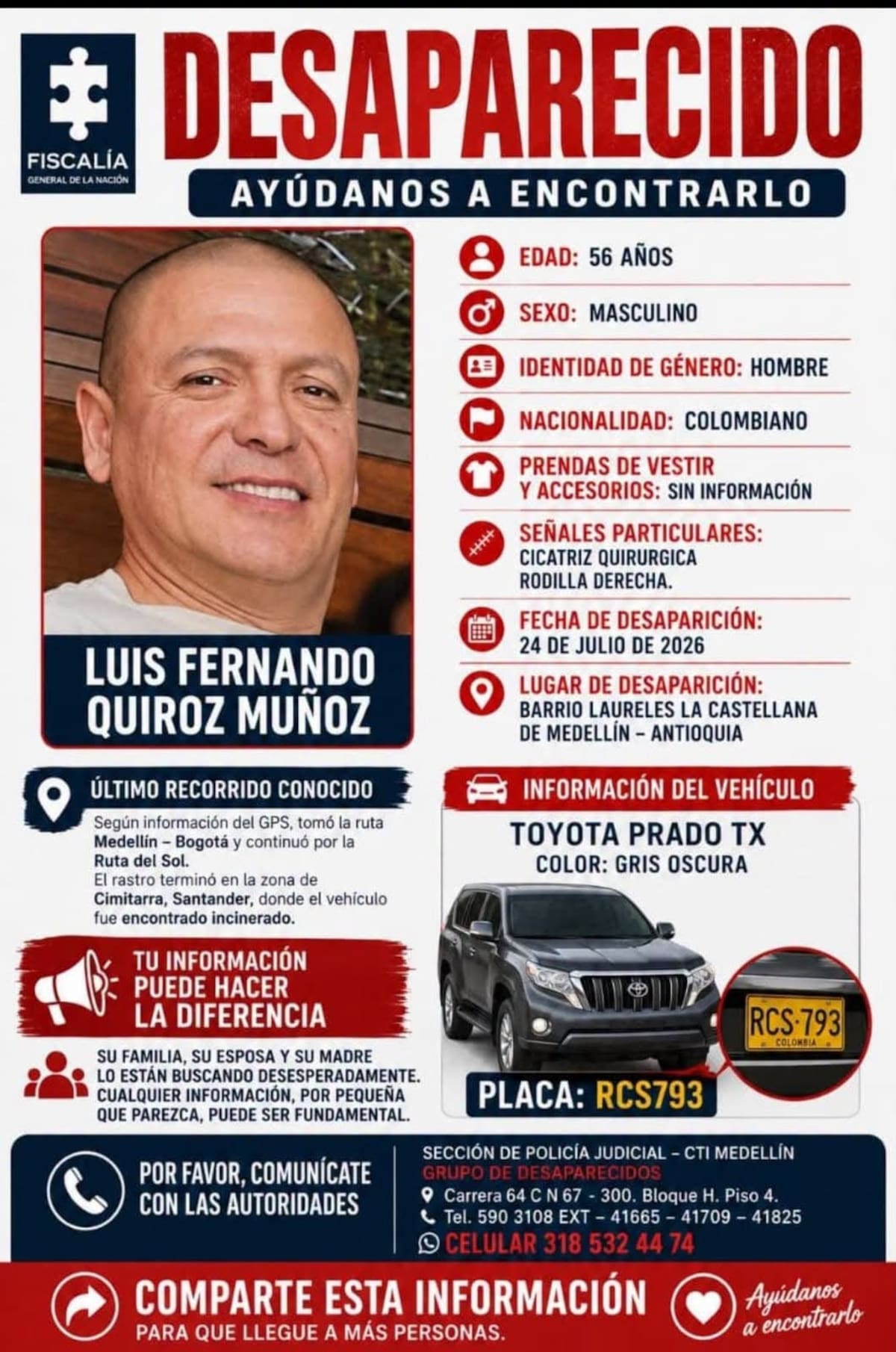 Salió de Medellín para un negocio y desapareció