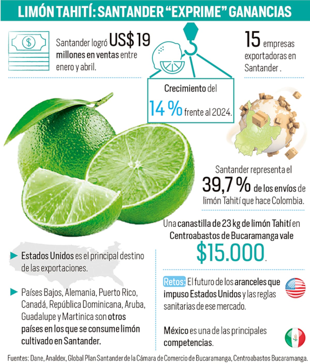 Santander se consolida como el principal exportador de limón Tahití del país: así crece el sector | Infografía Nelson Caviedes / VANGUARDIA