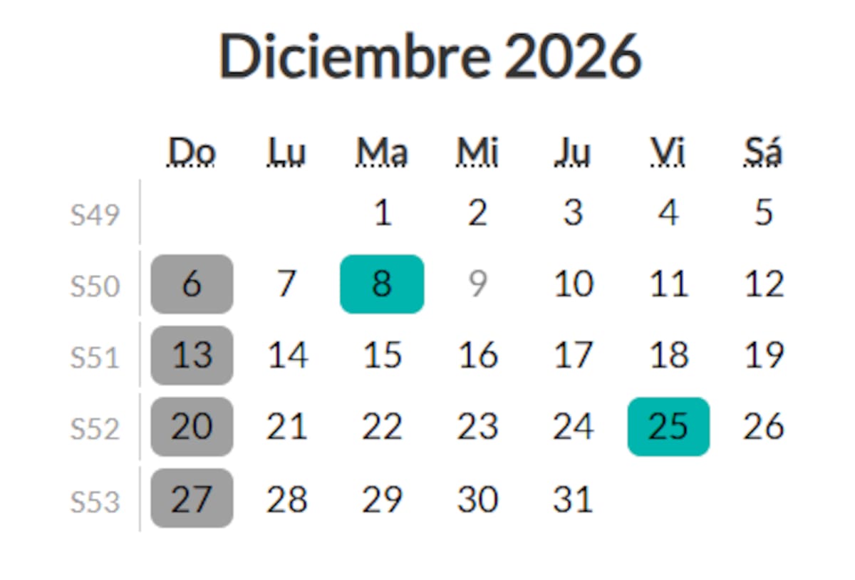 Se cae el puente festivo: ley deja sin el descanso que esperaban millones de colombianos en 2026. | Tomado de https://www.calendario-colombia.com/
