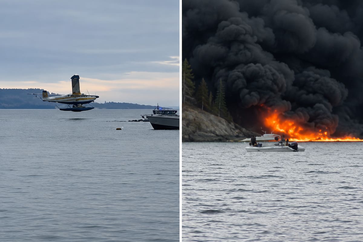 Hidroavión realiza aterrizaje de emergencia, se incendia y deja un herido crítico en Washington.