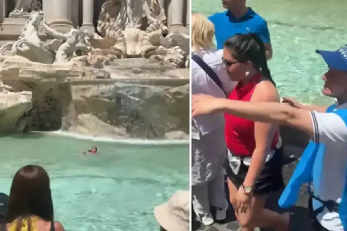 Una turista se lanzó a la Fontana di Trevi, que cuenta con vigilancia policial las 24 horas para evitar daños estructurales causados por la imprudencia de los visitantes.