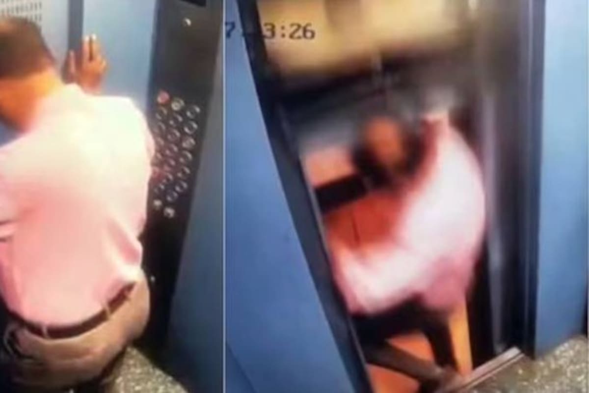 Se salvó de milagro: El video viral de un hombre que casi muere tras fallar un ascensor en India.