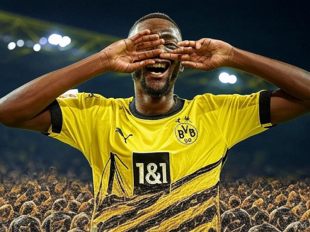 El jugador guineano Serhou Guirassy es el delantero sensación en la UEFA Champions League. Foto: Borussia Dortmund.