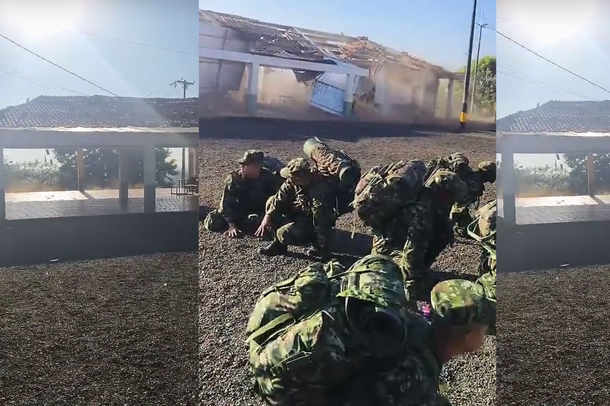 En video quedó registrado Como un grupo de soldados vivieron el terremoto.