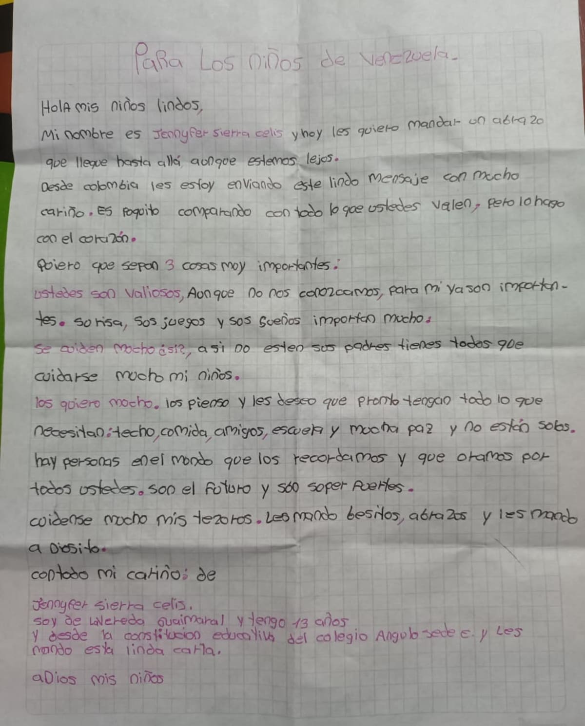 La carta que lleva más cariño que papel.