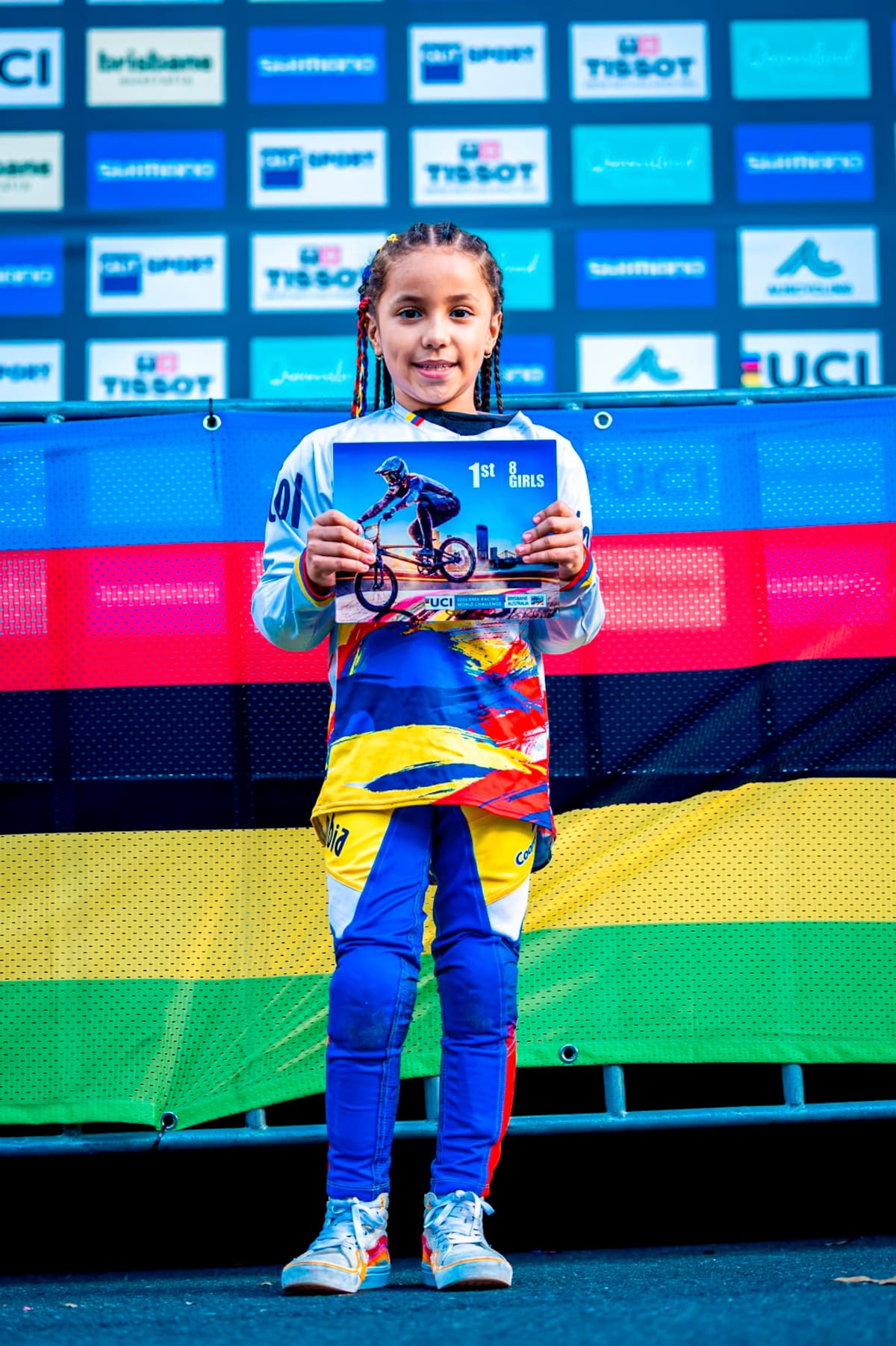 Sophia Larrota logró el primer puesto en el Mundial de BMX. Foto: Suministrada.