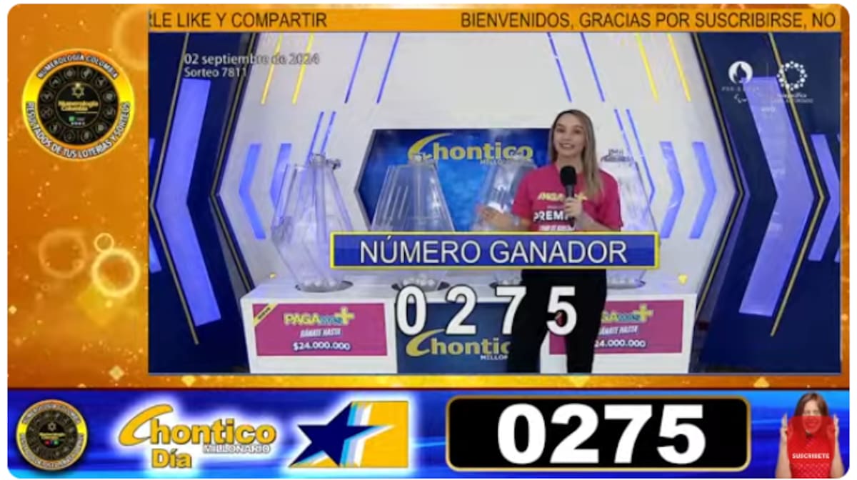 Resultado del sorteo Chontico Día 2 de septiembre de 2024.