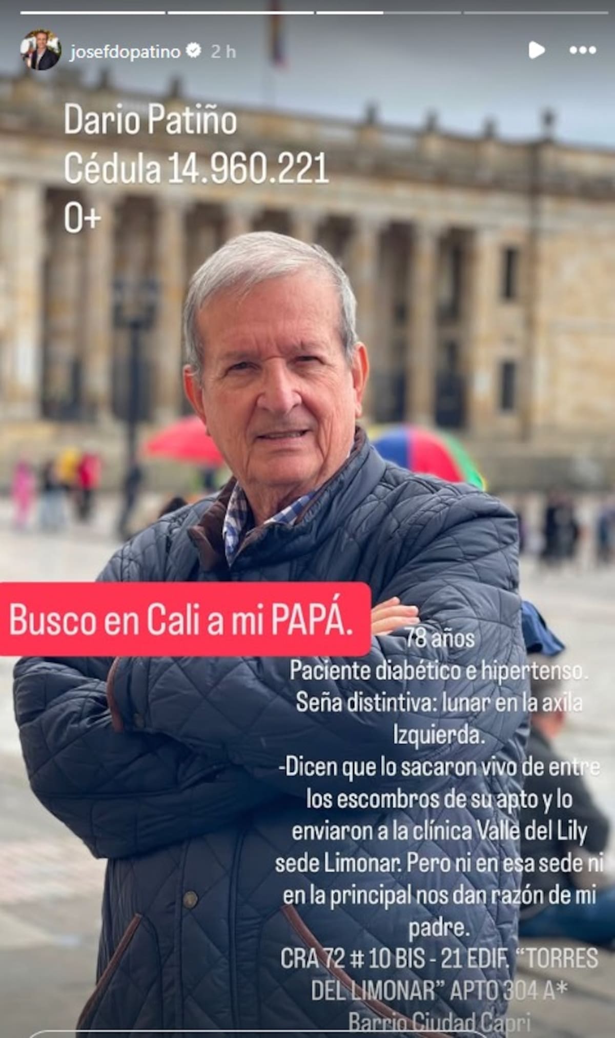 Su padre habría dado señales de vida entre los escombros