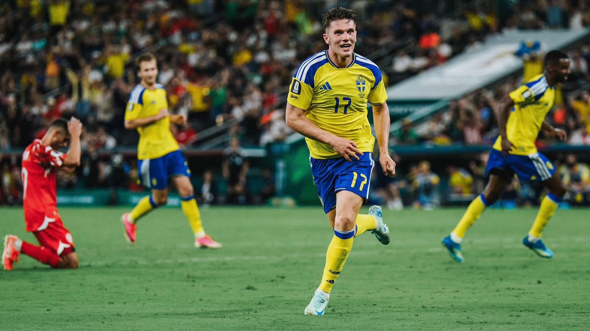 La selección de Suecia logró una importante victoria por 5-1 contra Túnez este domingo, lo que la posiciona como líder del Grupo F. Foto: Selección de Suecia.