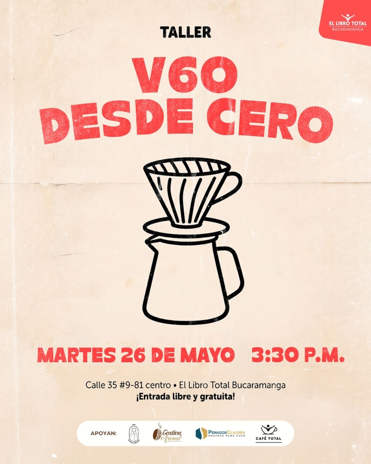 En este taller aprenderá desde cero el método V60, una de las formas más apreciadas para resaltar los aromas, sabores y matices de un buen café.