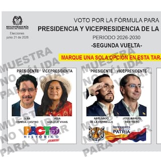 Listo el tarjetón para la segunda vuelta presidencial: así quedaron ubicados los candidatos