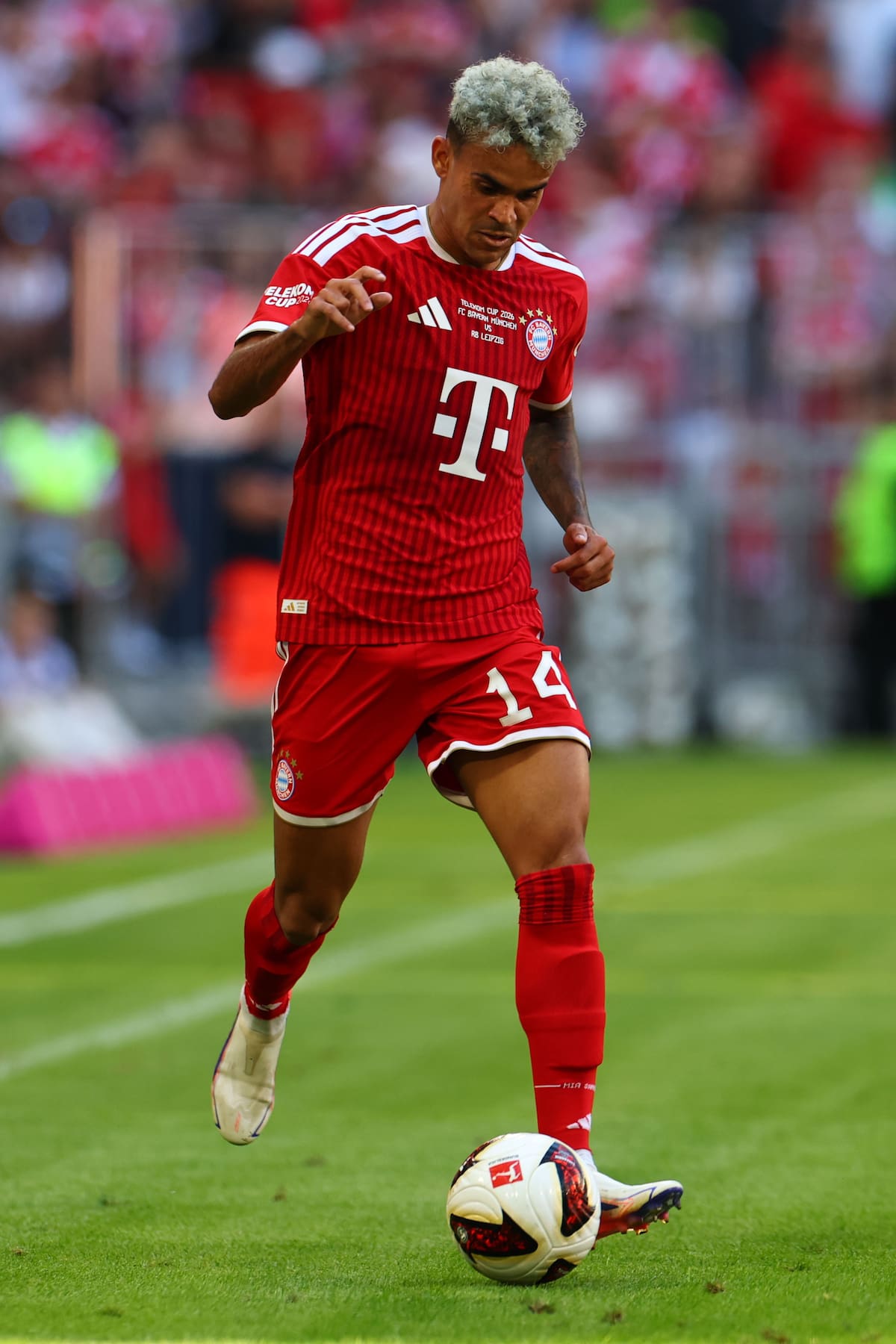 MUNICH (Germany), 15/08/2026.- Luis Diaz of Munich in action during the Telekom Cup between Bayern Munich and RB Leipzig in Munich Germany, 15 AUGUST 2026. (Alemania) EFE/EPA/ANNA SZILAGYI CONDITIONS - ATTENTION: The DFB regulations prohibit any use of photographs as image sequences and/or quasi-video.