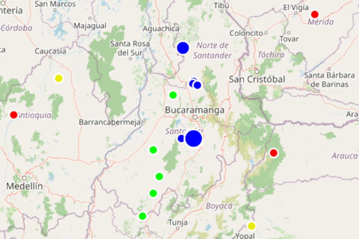 Movimiento registrado en Santander tuvo amplia percepción por su profundidad. Autoridades descartan afectaciones y siguen monitoreo. | Foto: Tomada de Servicio Geológico Colombiano.