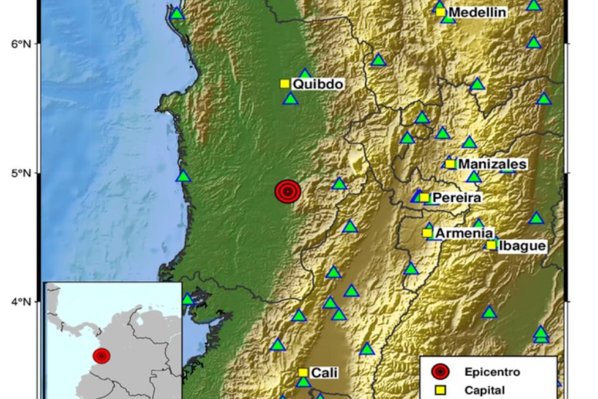 Temblor en Nóvita, Chocó, este jueves 13 de agosto.