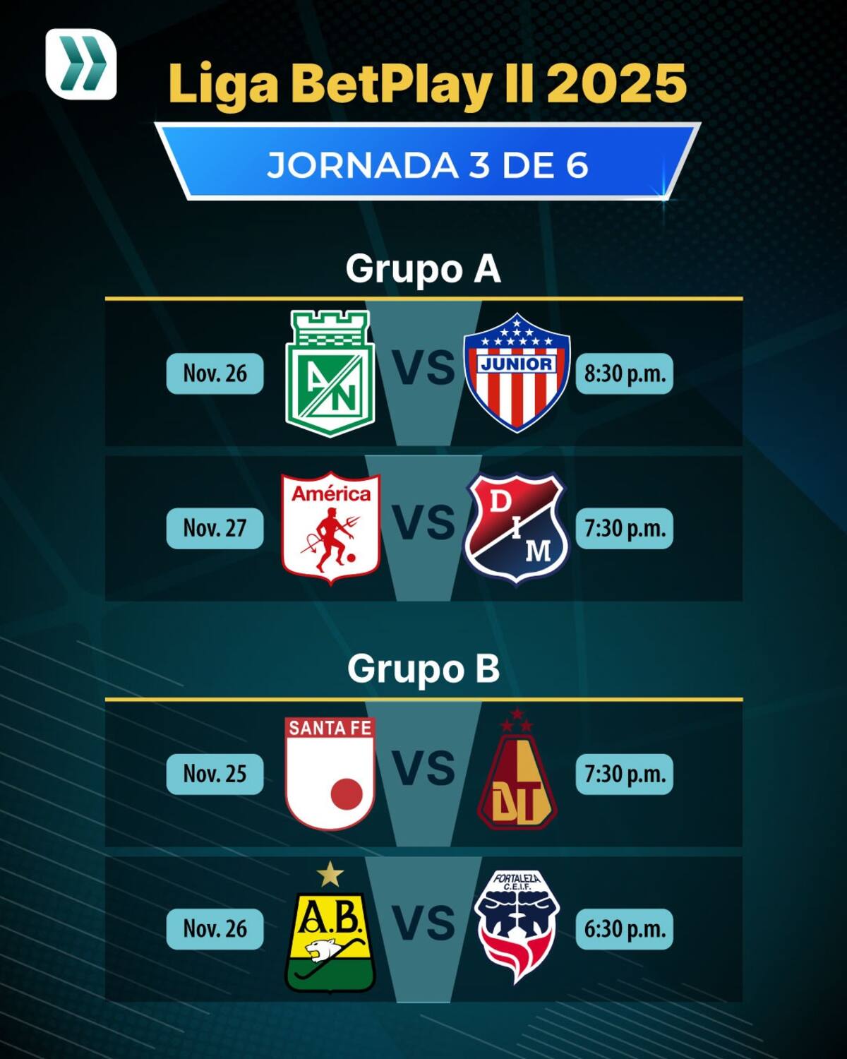 Liga BetPlay: programación y panorama de la tercera fecha de los cuadrangulares. /FOTO: Dohalfre Pinto