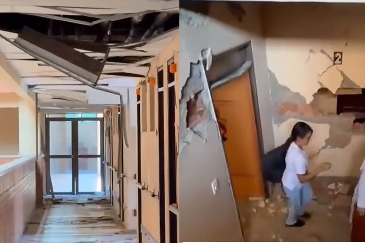 Así quedaron algunas de las estructuras del hogar de las Hermanitas de los Pobres en Cali tras el terremoto del 10 de agosto. Captura de video publicada en TikTok por la institución. Foto. Captura de video // TikTok.