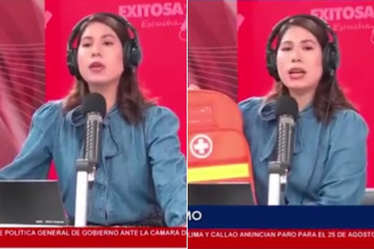 El terremoto sorprendió a la presentadora mientras se encontraba al aire. // Foto: captura de pantalla de @exitosape