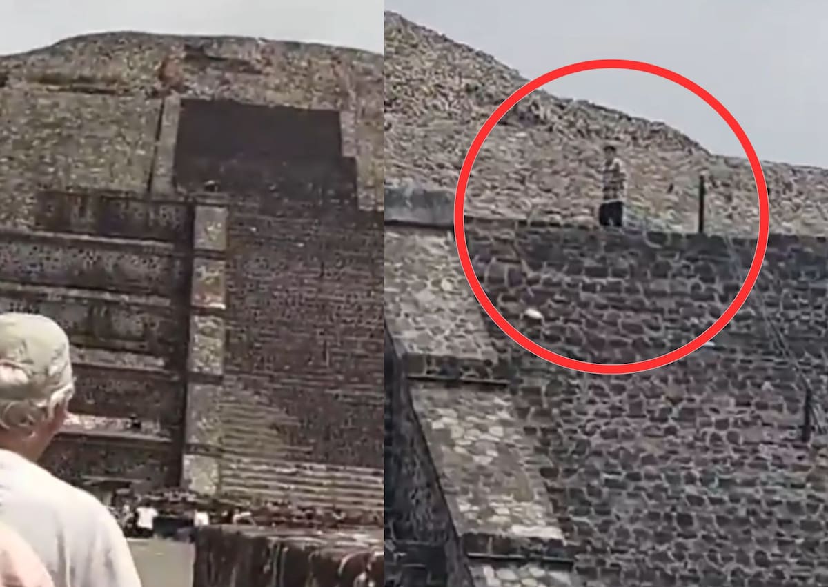 Captura de pantalla de videos publicados en redes sociales en el momento del tiroteo en la Pirámide de la Luna en Teotihuacán. //Foto tomada de X, de la cuenta @hidalgonewsmx.