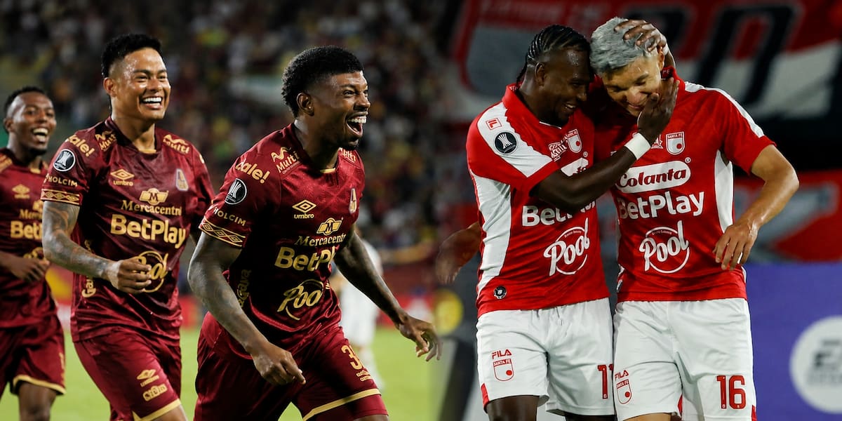 Tolima, Santa Fe en Libertadores. Fotos: EFE.