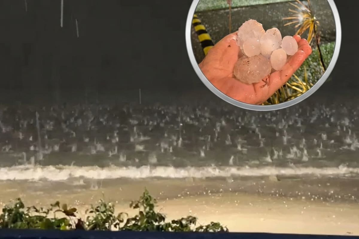 Una intensa tormenta de granizo sorprendió a Canasvieiras, en Florianópolis, Brasil, durante la noche del sábado 29 de agosto.