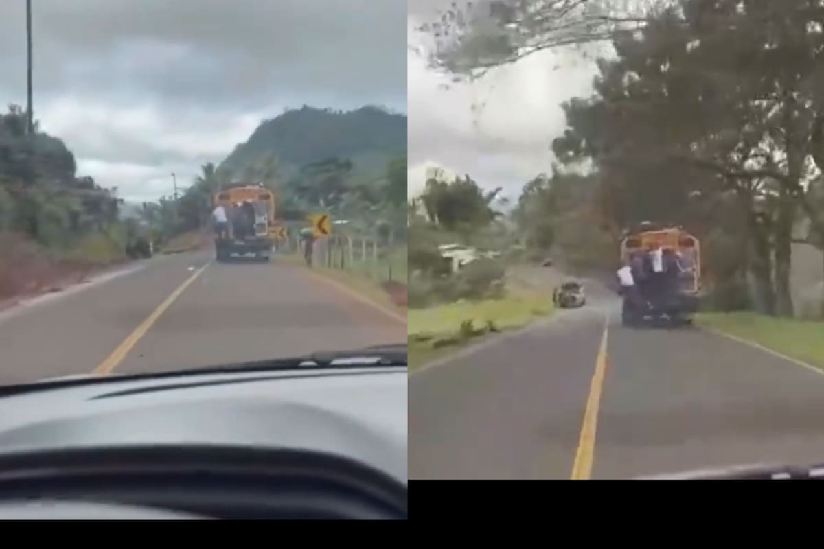 Tragedia en carretera, pasajeros saltan de bus sin frenos y hay un muerto. | Foto: Captura de Video