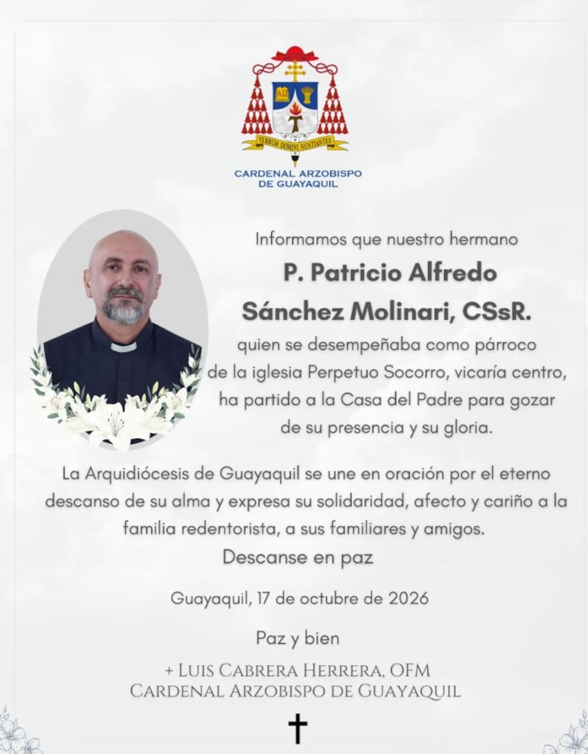 Tragedia en Ecuador: sacerdote falleció en plena misa