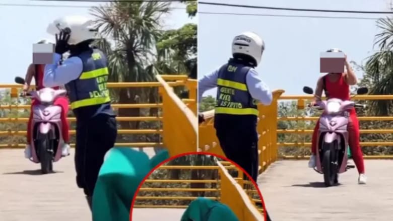 Video: Agente de tránsito se escondió bajo una sábana para detectar infractores