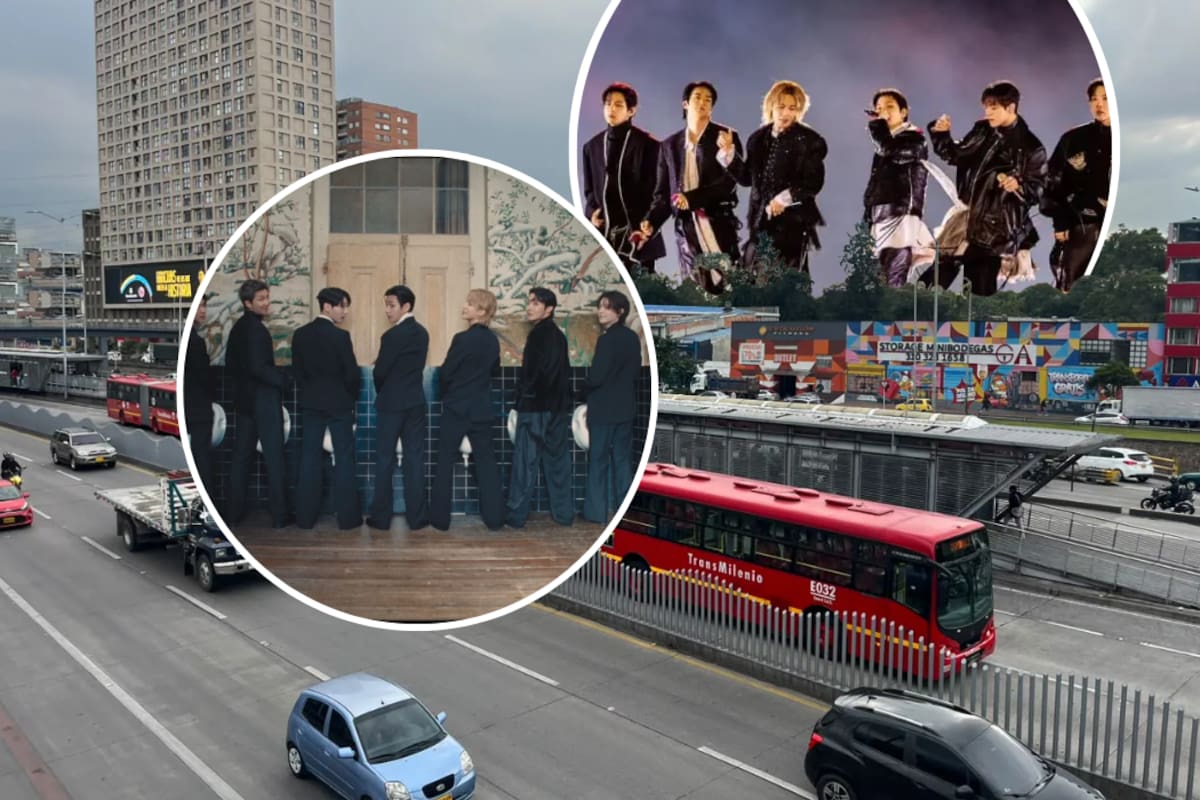 TransMilenio activará rutas especiales los días 2 y 3 de octubre para facilitar la salida de los asistentes a los conciertos de BTS en El Campín. Fotomontaje // Fotos de: Archivos // Redes Sociales.