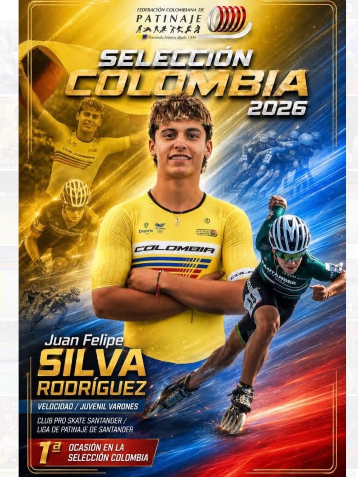 Tres santandereanos en la Selección Colombia de Patinaje de Velocidad: van por el Mundial en Paraguay. Foto: Fedepatín
