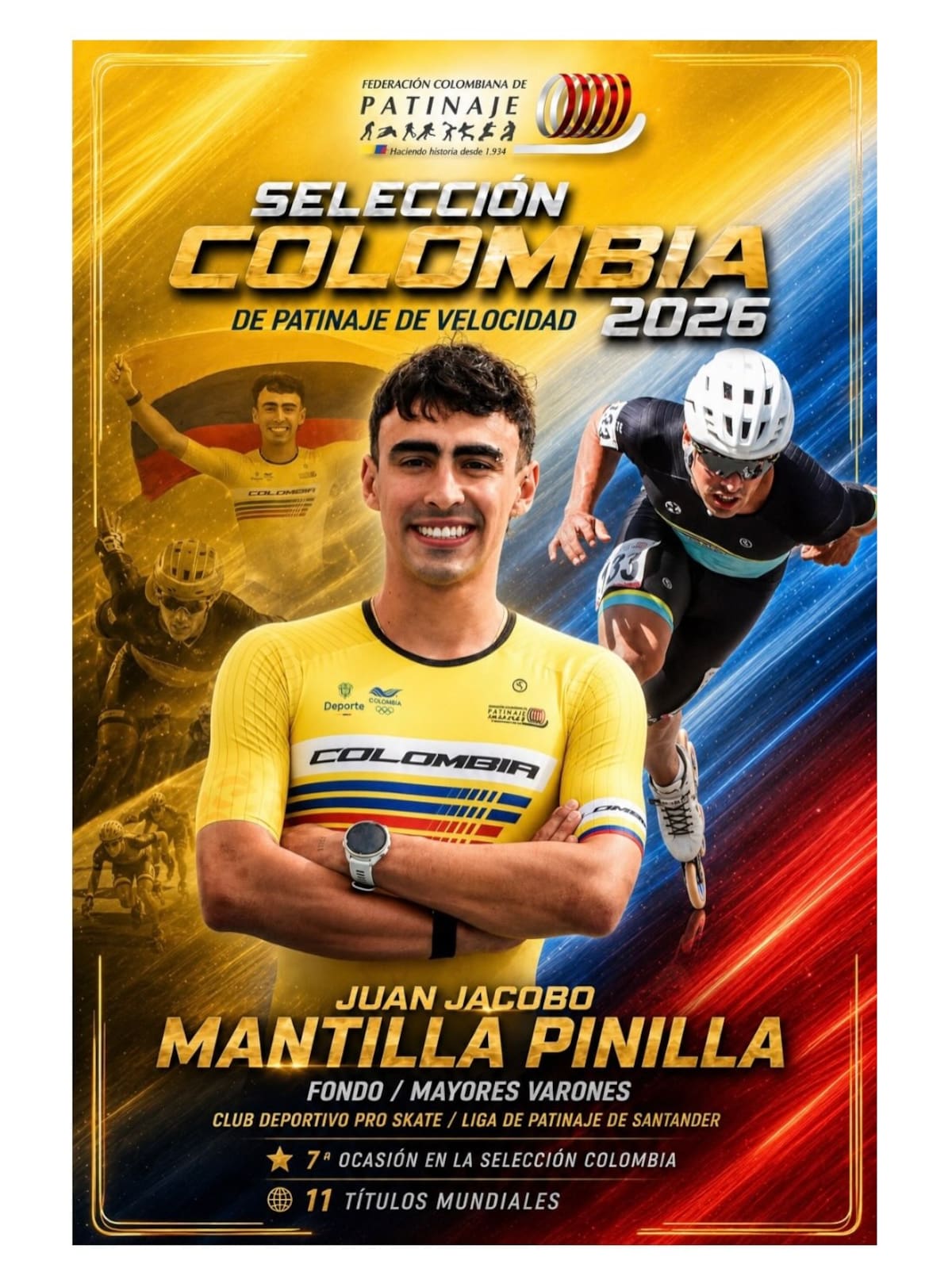 Tres santandereanos en la Selección Colombia de Patinaje de Velocidad: van por el Mundial en Paraguay. Foto: Fedepatín
