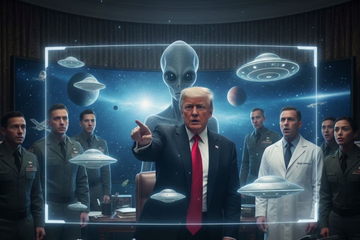 El presidente Donald Trump autoriza divulgar archivos gubernamentales sobre vida extraterrestre y ovnis.