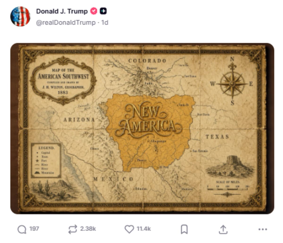 Publicación de Donald Trump Foto: Truth Social @realDonaldTrump