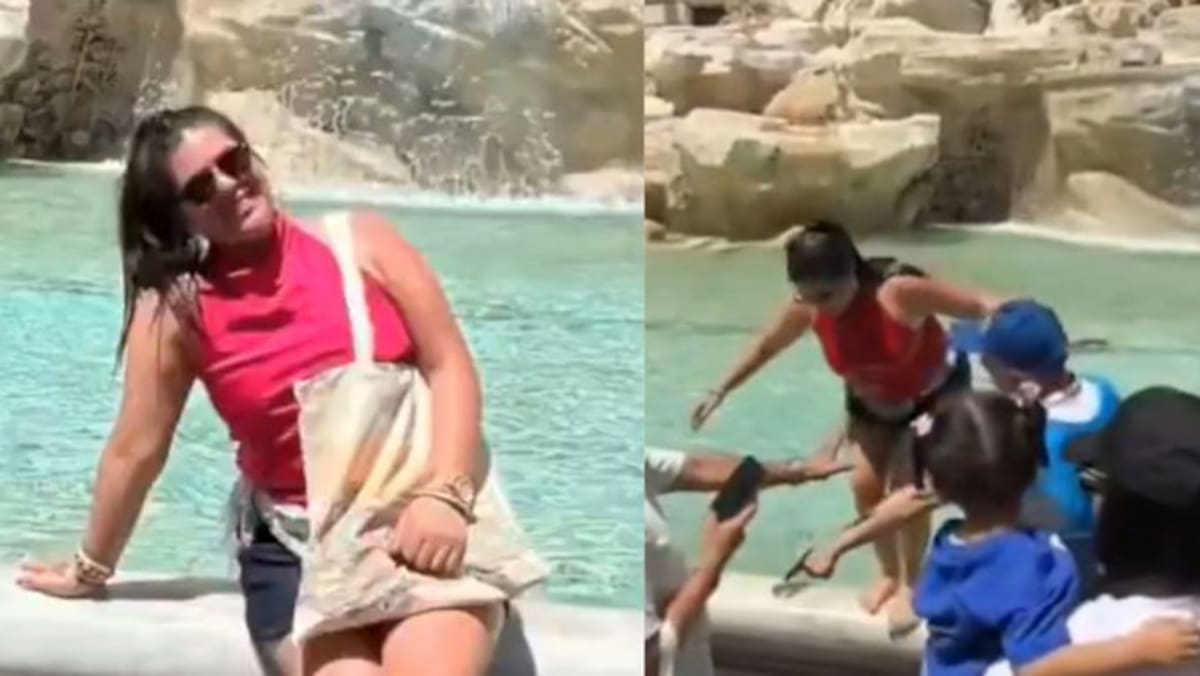 Turista fue multada tras ingresar a la Fontana di Trevi para refrescarse en medio de altas temperaturas en Roma.