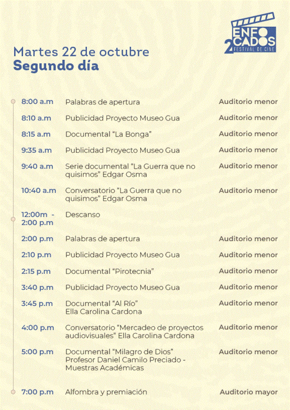 Programación del martes