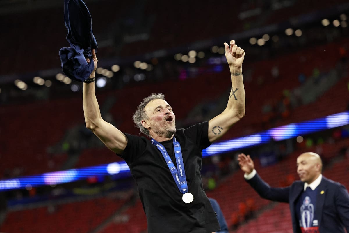 Budapest (Hungary), 30/05/2026.- PSG's head coach Luis Enrique celebrates winning the UEFA Champions League final between Paris Saint-Germain and Arsenal in Budapest, Hungary, 30 May 2026. (Liga de Campeones, Hungría) EFE/EPA/ANNA SZILAGYI