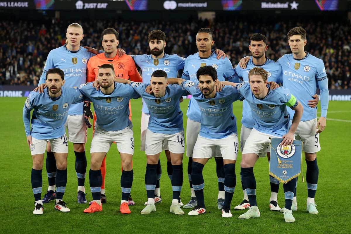 Manchester (United Kingdom), 29/01/2025.- The starting eleven of Manchester City pose for the team picture before the UEFA Champions League match between Manchester City and Club Brugge in Manchester, Britain, 29 January 2025. (Liga de Campeones, Reino Unido) EFE/EPA/ADAM VAUGHAN