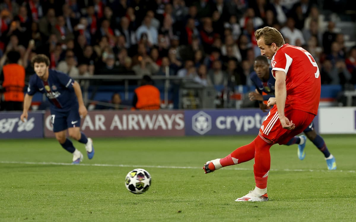 PARIS (France), 28/04/2026.- Harry Kane of Bayern scoring the opening goal during the UEFA Champions League semi-final match between Paris Saint-Germain and Bayern Munich in Paris, France 28 April 2026. (Liga de Campeones, Francia) EFE/EPA/YOAN VALAT