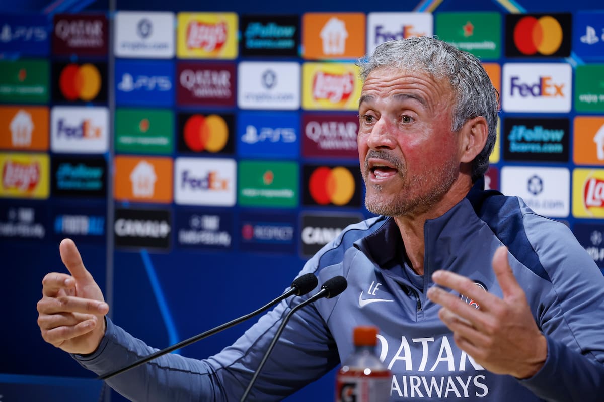 Poissy (France), 27/04/2026.- PSG head coach Luis Enrique attends a press conference at PSG Campus training center in Poissy, west of Paris, France, 27 April 2026. PSG will face Bayern Munchen on 28 April in their UEFA Champions League semifinal 1st leg match. (Liga de Campeones, Francia) EFE/EPA/YOAN VALAT
