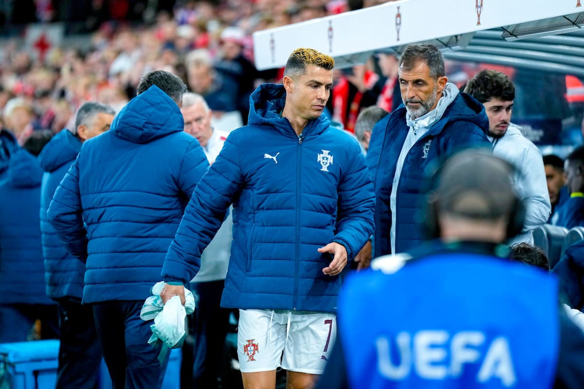 Oslo (Norway), 27/09/2026.- Portugal's Cristiano Ronaldo sits on the bench during the UEFA Nations League match between Norway and Portugal in Oslo, Norway, 27 September 2026. (Noruega) EFE/EPA/CORNELIUS POPPE NORWAY OUT NORWAY OUT