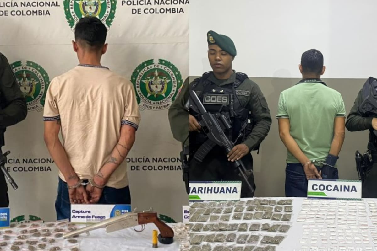 Uno llevaba una escopeta y otro cientos de dosis: dos capturas por droga en Bucaramanga