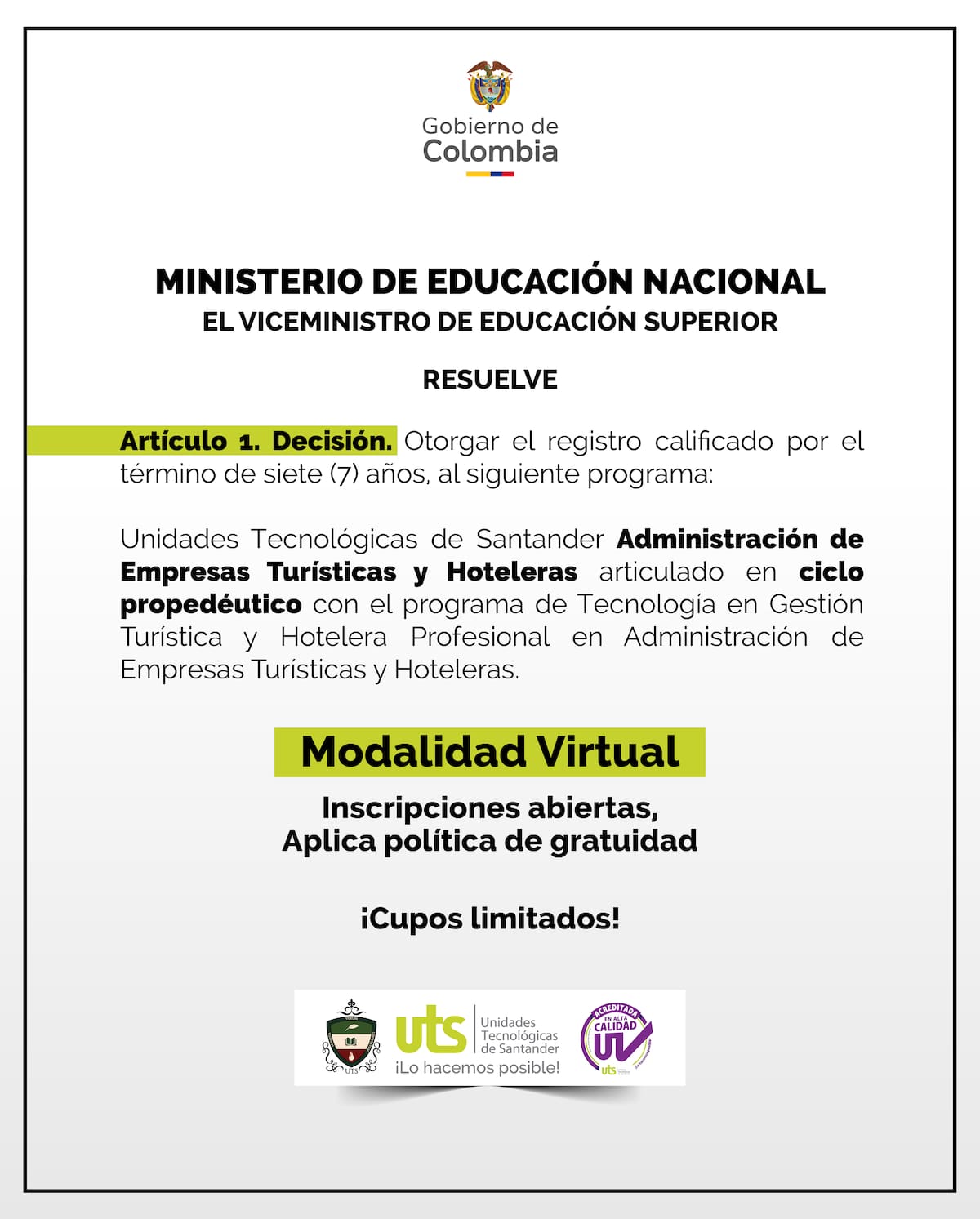 Pronunciamiento del Ministerio de Educación Nacional.