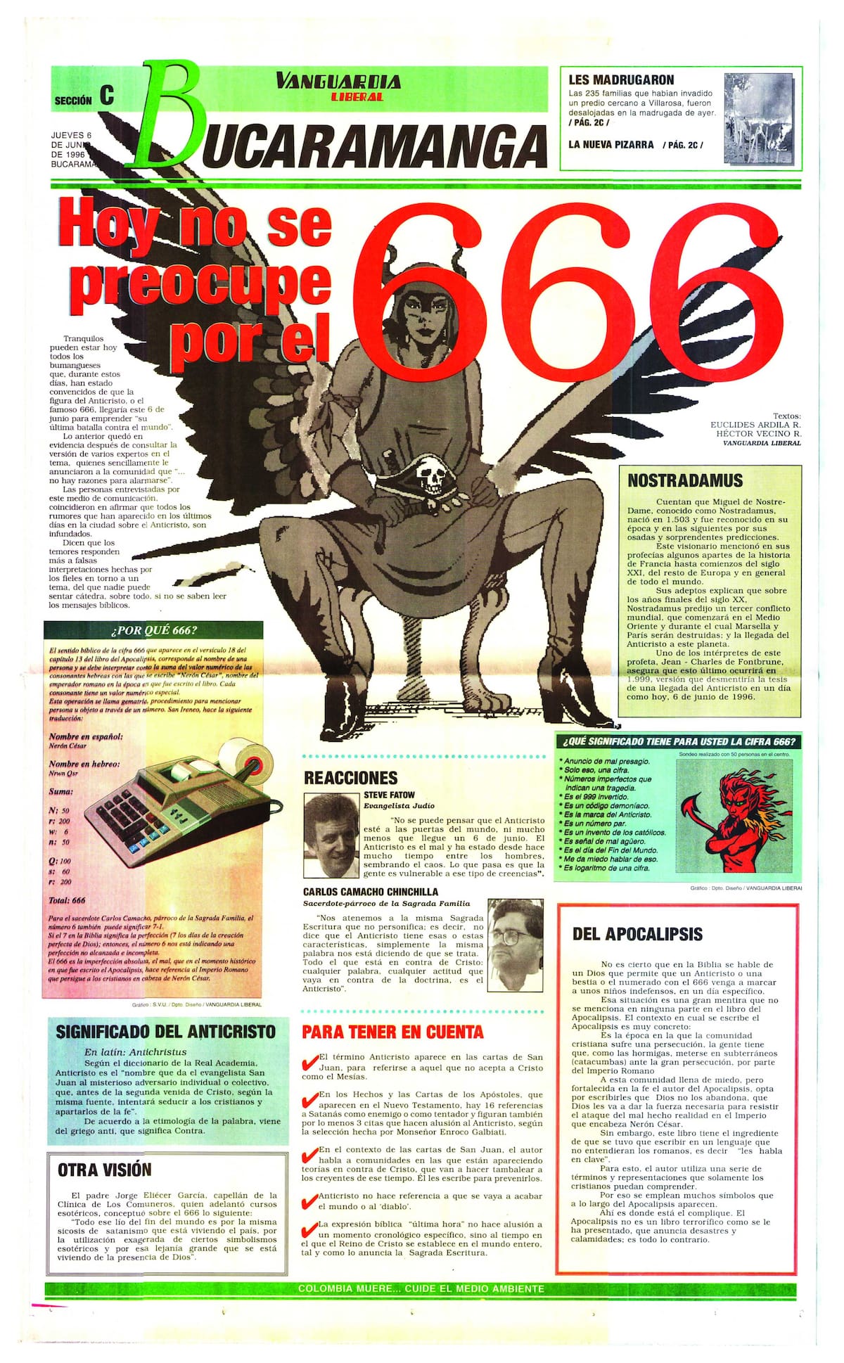 Registro noticioso de aquel 666, en Vanguardia. (Archivo)